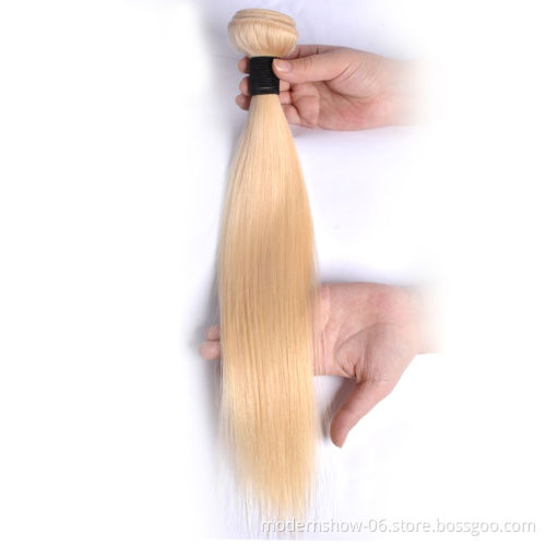 Raw cuticle aligned straight blond 613 human hair,Virgin Hair bundles with lace closure frontal